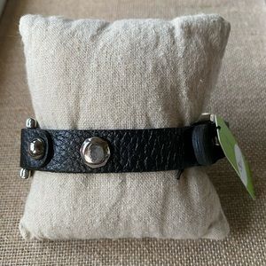 NWT Gypsy Soule Black Leather & Silver Bracelet